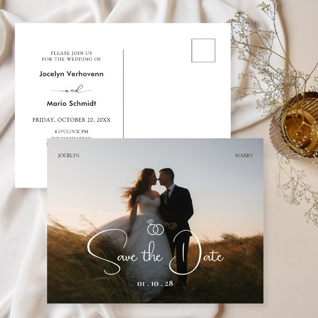 Carte Postale Mariage photo minimaliste moderne (Créateur téléchargé)