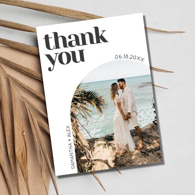 Carte Postale Mariage photo minimaliste moderne Arch Merci (Modern Minimalist Arch Photo Wedding Thank You Postcard)