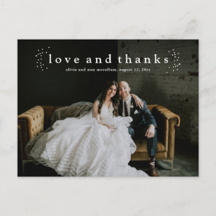 Carte Postale Mariage photo minimaliste Type Love and Thanks