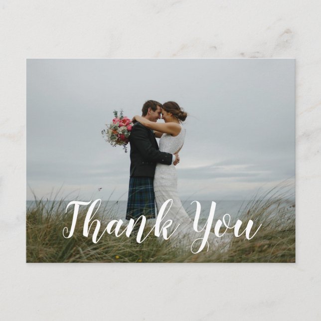 Carte postale Mariage photo moderne Merci (Devant)