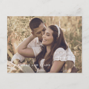 Carte Postale Mariage photo moderne minimaliste Enregistrer la d