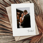 Carte postale Mariage photo moderne moderne modern<br><div class="desc">Un mariage moderne vous remercie carte postale dans un script manuscrit "remerciant" design avec une photo préférée de votre mariage ou lune de miel. Téléchargez vos photos et customisez le dos de la carte postale avec votre adresse de retour et message de remerciement.</div>