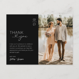 Carte postale Mariage photo noir minimaliste