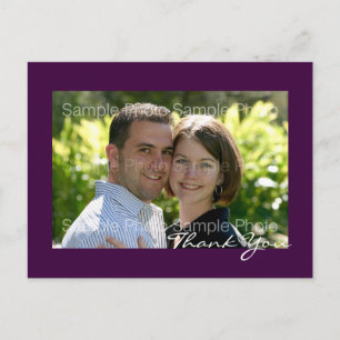Carte Postale Mariage photo personnalisé violet Merci PostCards
