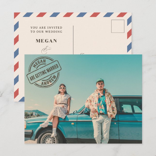 Carte Postale mariage photo retro vintage (Devant / Derrière)