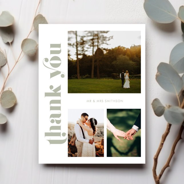 Carte postale Mariage photo Sage Green (Créateur téléchargé)