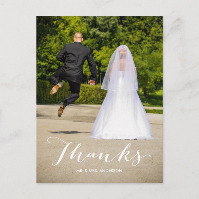 Carte postale Mariage photo simple Merci (Devant)