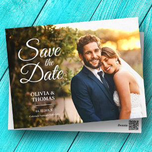 Carte Postale Mariage Photo Simple Moderne Enregistrer La Date