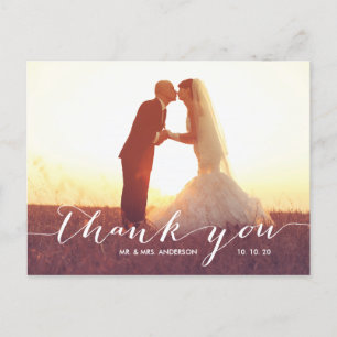 Carte postale Mariage photo simple script