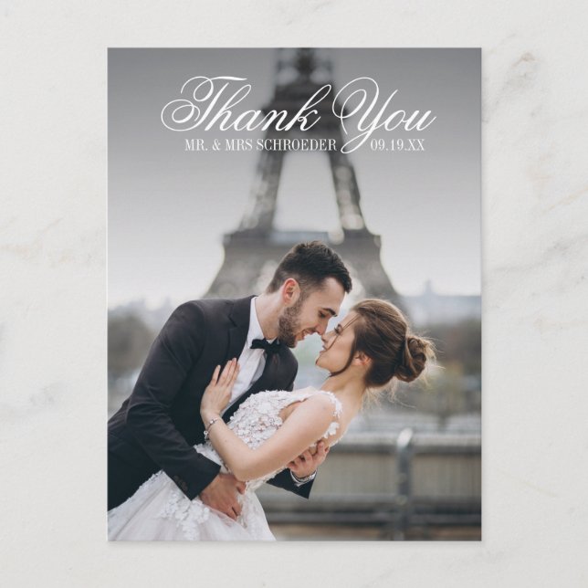 Carte postale Mariage photo Toile & Calligraphie (Devant)