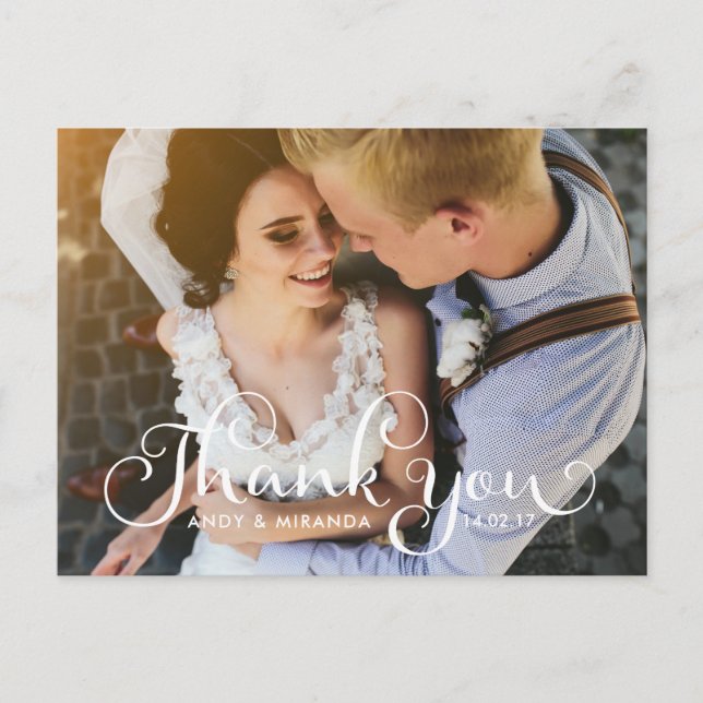 Carte postale mariage Photocard Élégante carte uni (Devant)