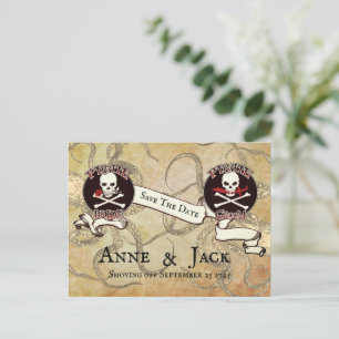 Carte Postale Mariage Pirate "Enregistrer La Date"