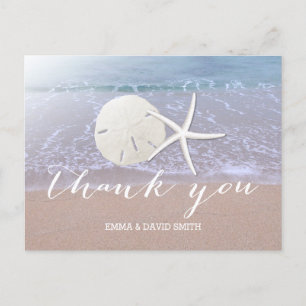 Carte Postale Mariage plage Starfish & Sand Dollar Merci