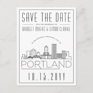 Carte Postale Mariage Portland   Skyline stylisée Enregistrer la