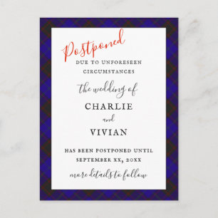 Carte Postale MARIAGE POSTPONÉ Accueil Hume Clan Tartan Plaid