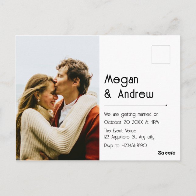 Carte Postale Mariage poto chic moderne (Dos)