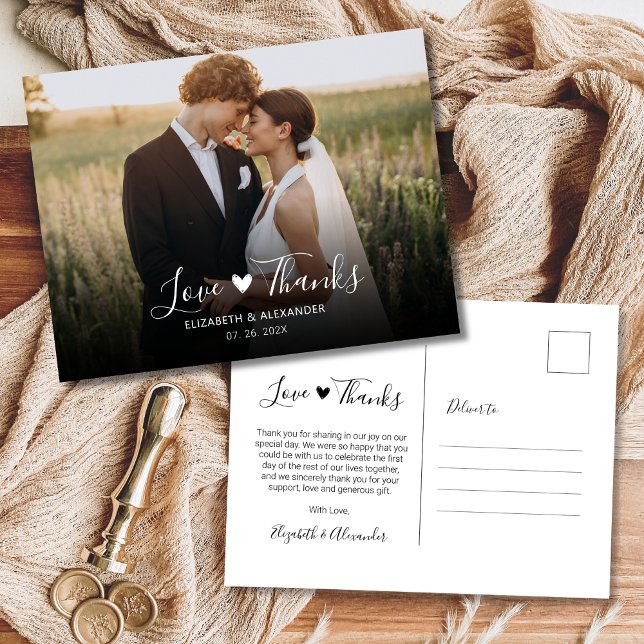 Carte Postale Mariage Remerciements Photo Budget Amour et Gratit (Créateur téléchargé)