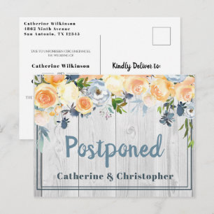 Carte Postale Mariage repoussé à la florale de bois de Barnwood