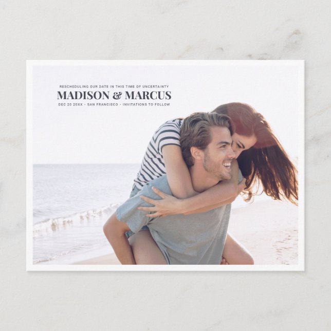 Carte Postale Mariage reprogrammé photo simple (Devant)