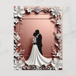 Carte Postale Mariage Romantique Avec Détails Floraux de Mariage