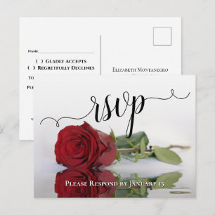 Carte Postale Mariage romantique de rose rouge RSVP