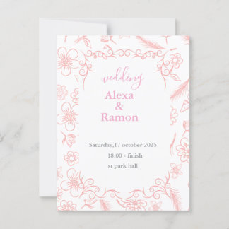 Carte Postale mariage rose