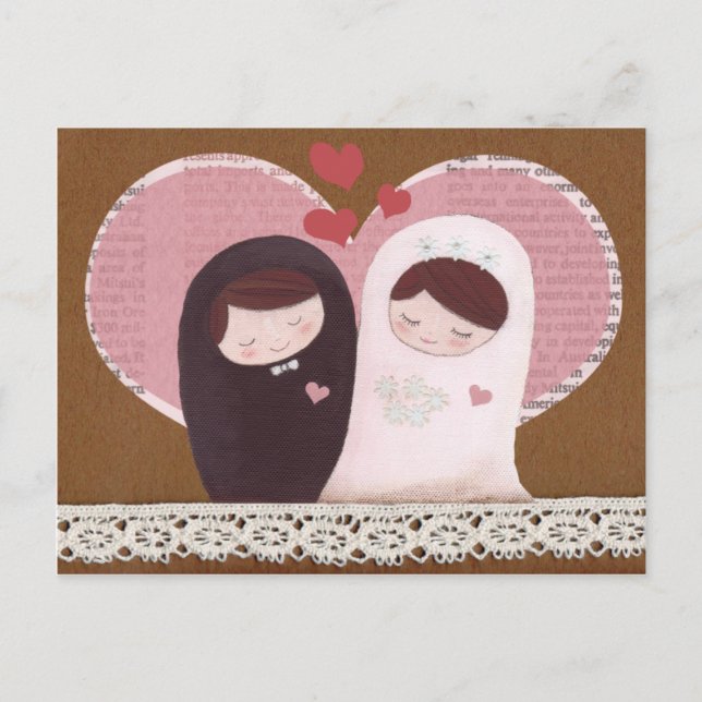 Carte postale Mariage (rose/Brown) (Devant)