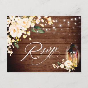 Carte Postale Mariage Rose en bois & Blush RSVP avec choix de re
