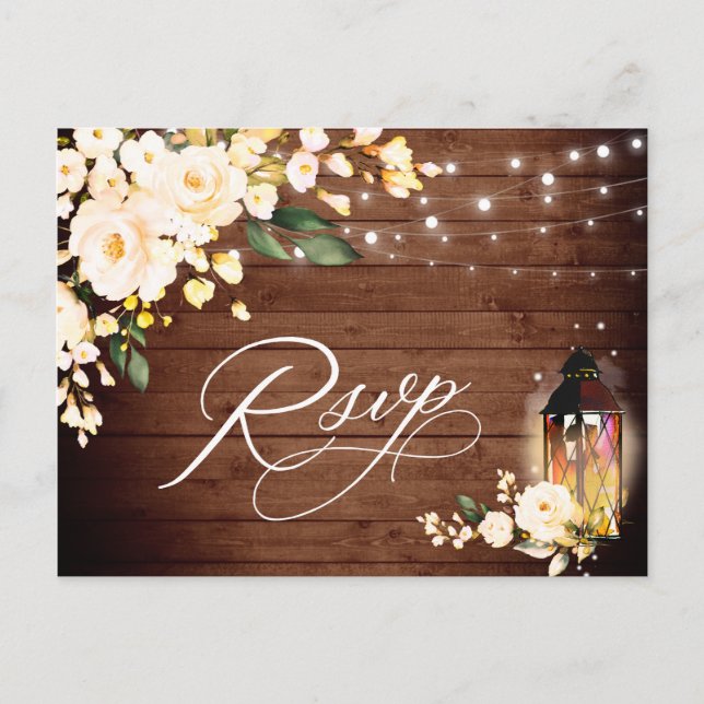 Carte Postale Mariage Rose en bois & Blush RSVP avec choix de re (Devant)