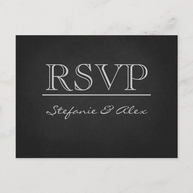 Carte postale mariage RSVP Chalkboard (Devant)