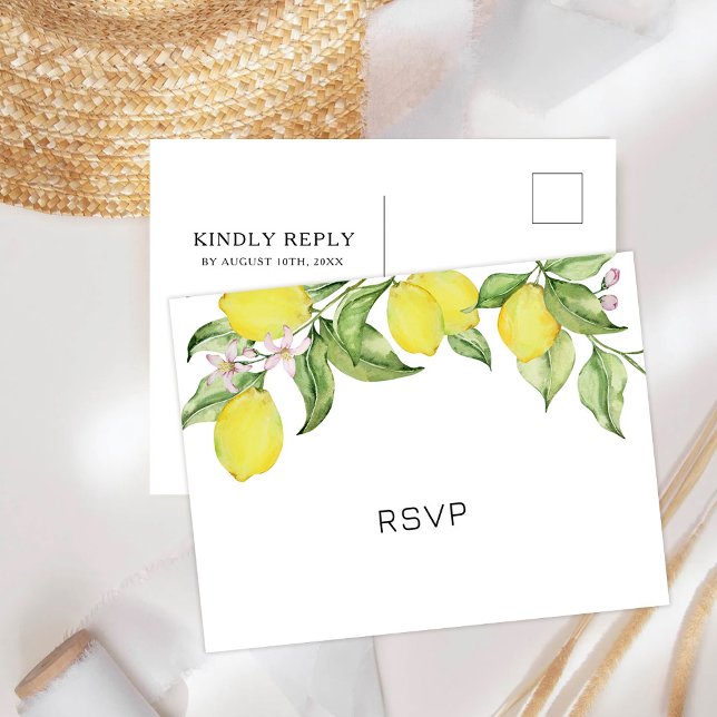 Carte Postale Mariage RSVP citron d'été (Créateur téléchargé)