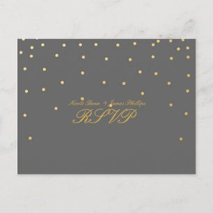 Carte postale Mariage RSVP Gray & Small Gold Confe