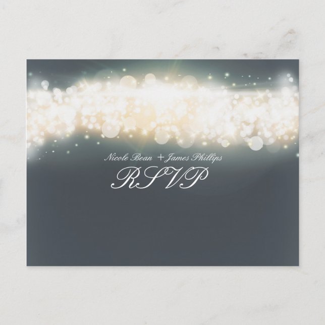 Carte postale Mariage RSVP Gris Sparklight Blast (Devant)