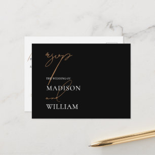 Carte Postale Mariage RSVP Minimaliste Black Meal Choice