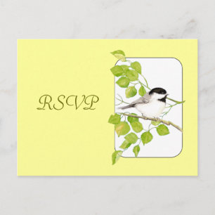 Carte postale Mariage RSVP, Oiseau, Nature Chickad