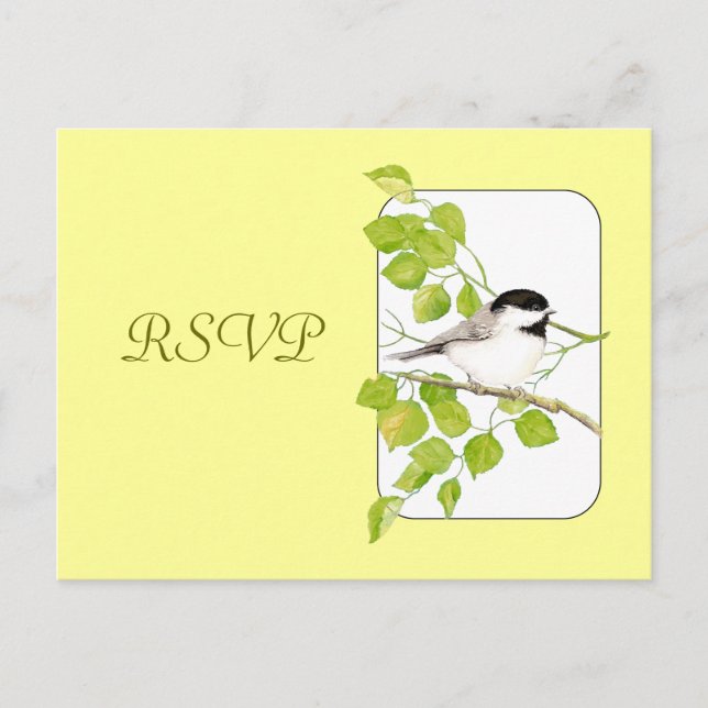 Carte postale Mariage RSVP, Oiseau, Nature Chickad (Devant)
