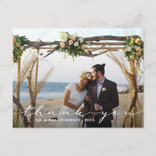 Carte Postale Mariage rustique 2 Merci photo (Devant)