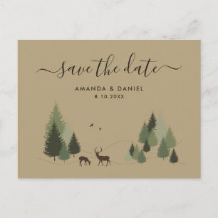 Carte Postale Mariage Rustique Forêt Enregistrer La Date