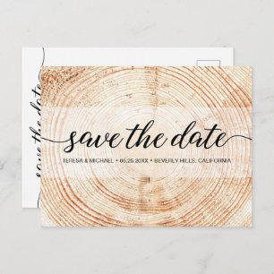Carte Postale Mariage rustique Non Photo Wood Grain Texture pers