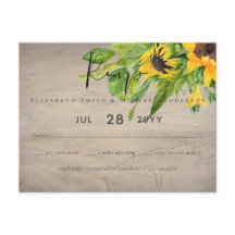 Mariage rustique Tournesol Woodland RSVP