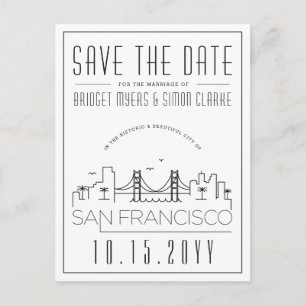Carte Postale Mariage San Fran   Skyline stylisée Enregistrer la