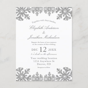 Carte Postale Mariage Silver Winter Snowflake