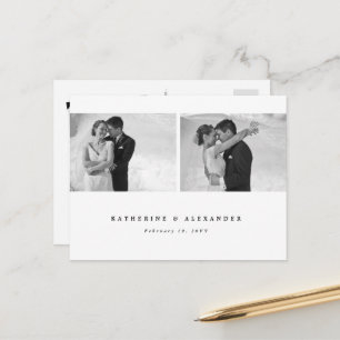 Carte Postale Mariage simple blanc de cadre blanc Merci 2 Photo