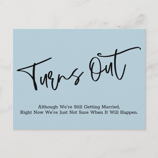 Carte Postale Mariage simple Bleu reporté Faire-part (Devant)