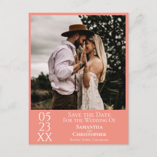 Carte Postale Mariage simple de corail ou de Saumon Enregistrer