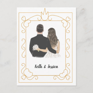 Carte Postale Mariage Simple de la Mariée et du Marié