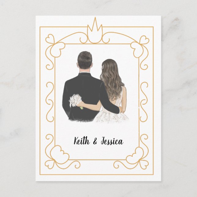 Carte Postale Mariage Simple de la Mariée et du Marié (Devant)