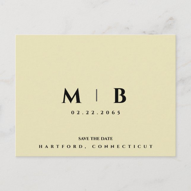 Carte Postale Mariage simple de monogramme jaune Enregistrer la  (Devant)