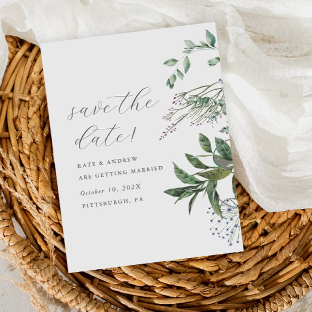 Carte Postale Mariage simple de prairie verte Enregistrer la dat (Créateur téléchargé)