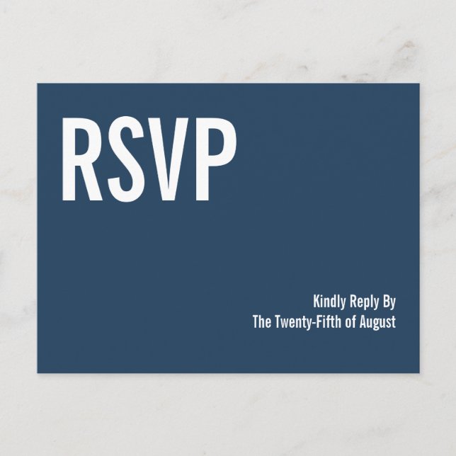 Carte Postale Mariage simple de typographie marine RSVP (Devant)